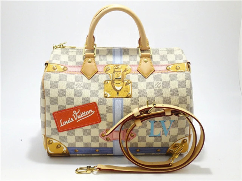 LOUIS VUITTON Bag Speedy Handbag Bandouliere Damier Azur White